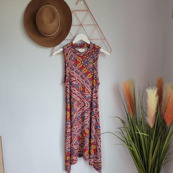 Maeve, Lilt Boho Print Mockneck Swing Knit Dress S - Picture 9 of 11